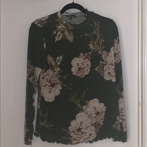 floral green turtle neck
